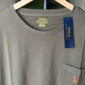 XXL Polo by Ralph Lauren Dark Olive Green & Orange Short Sleeve Tee w/ Pocket